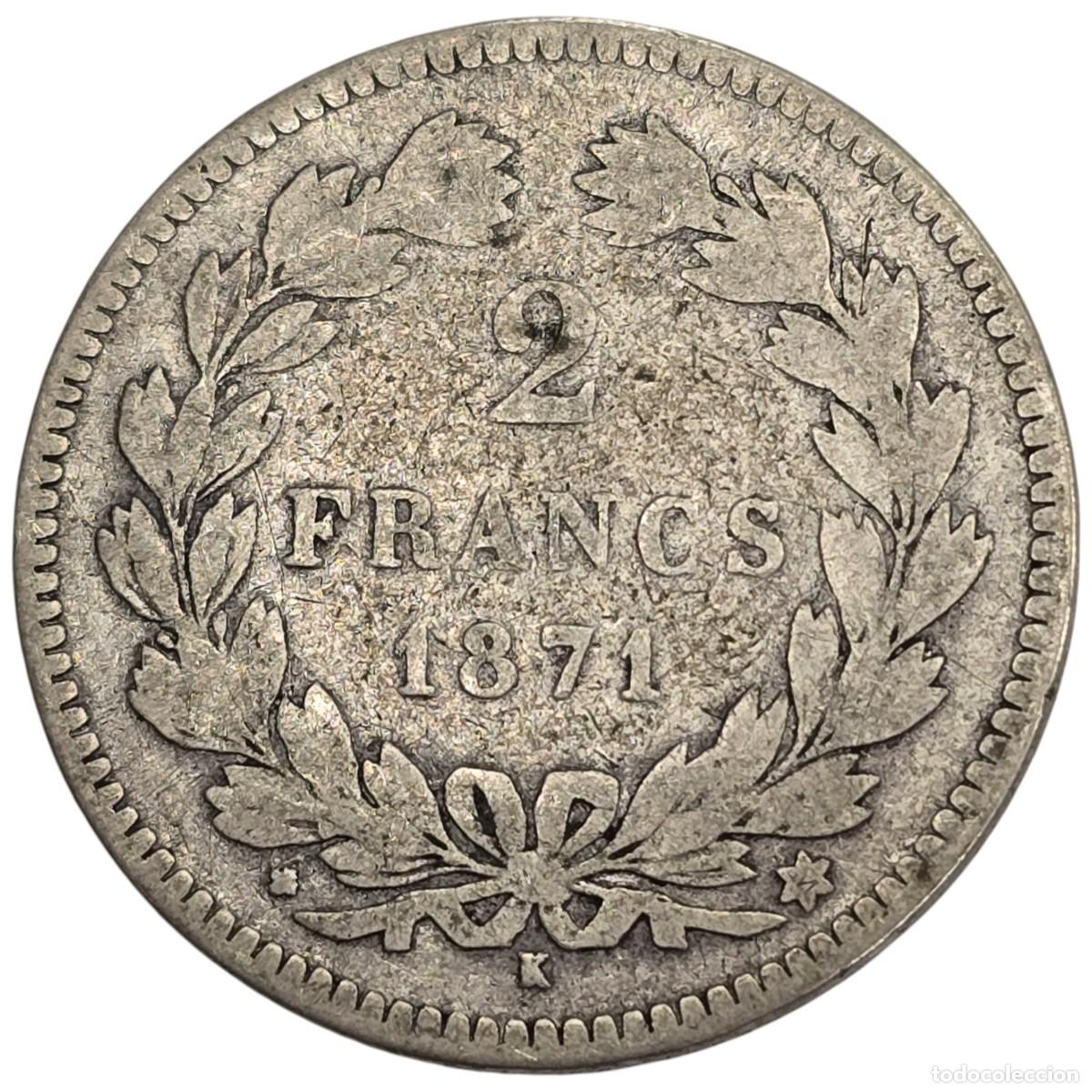 Monedas antiguas de Europa: FRANCIA. 2 FRANCOS. 1871. - Foto 2