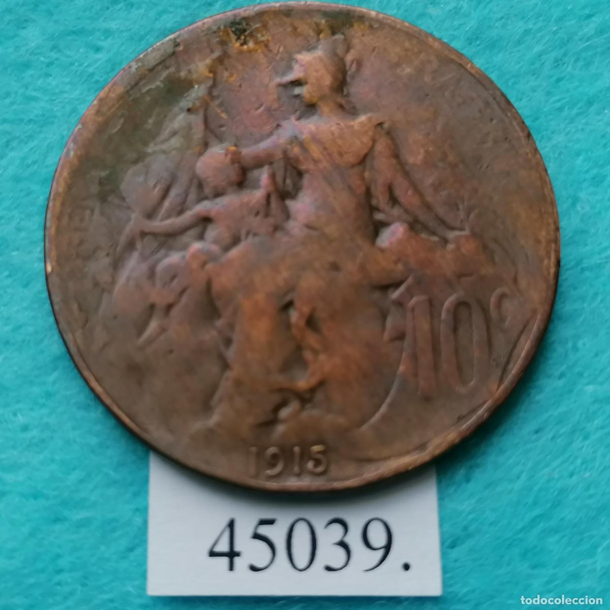 Monedas antiguas de Europa: Francia 10 c&eacute;ntimos 1915 - Foto 2