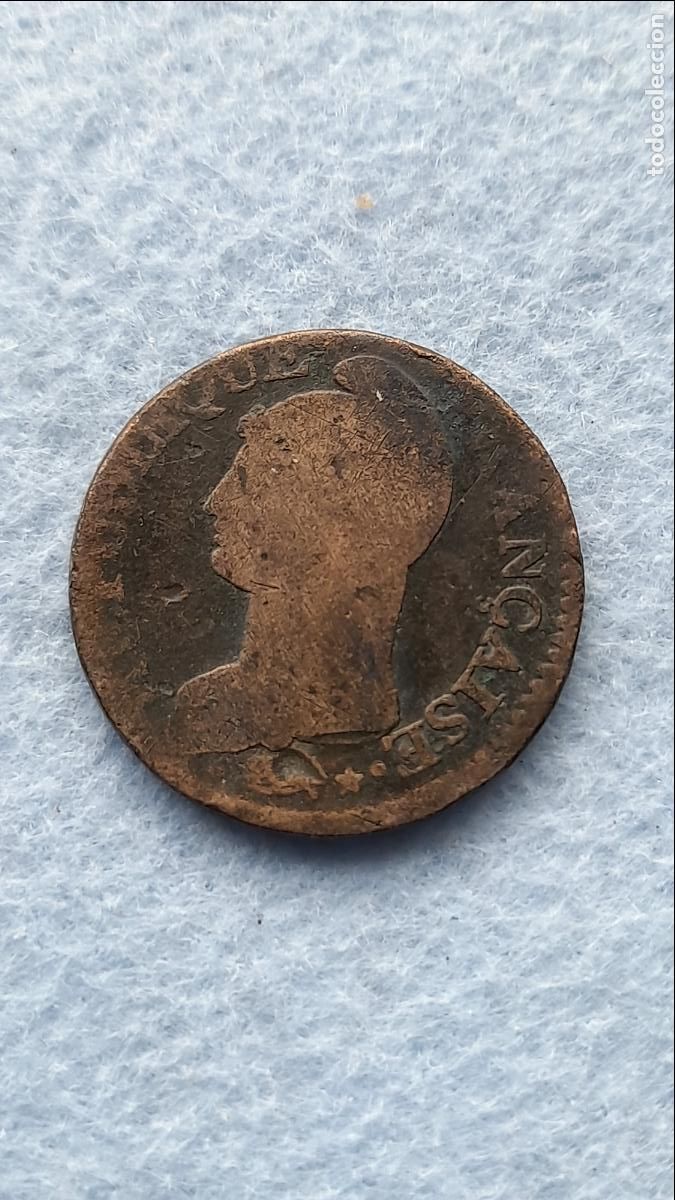 Monedas antiguas de Europa: Francia. 5 C&eacute;ntimos. A&ntilde;o 1793. - Foto 1