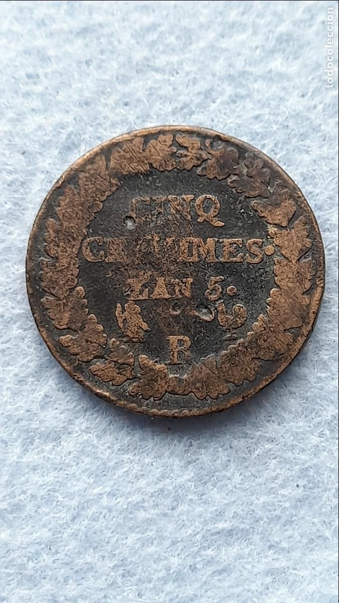 Monedas antiguas de Europa: Francia. 5 C&eacute;ntimos. A&ntilde;o 1793. - Foto 2