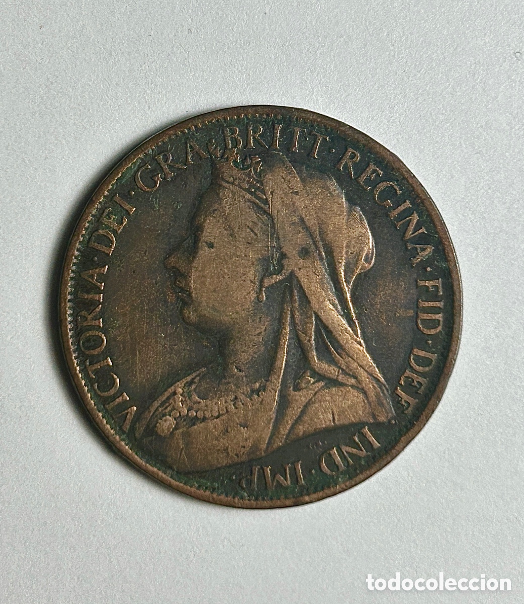 Monedas antiguas de Europa: Gran Breta&ntilde;a. One Penny 1897. Reina Victoria