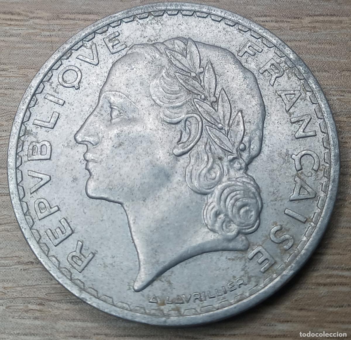 Monedas antiguas de Europa: 5 francos de aluminio,1949 (B),Francia