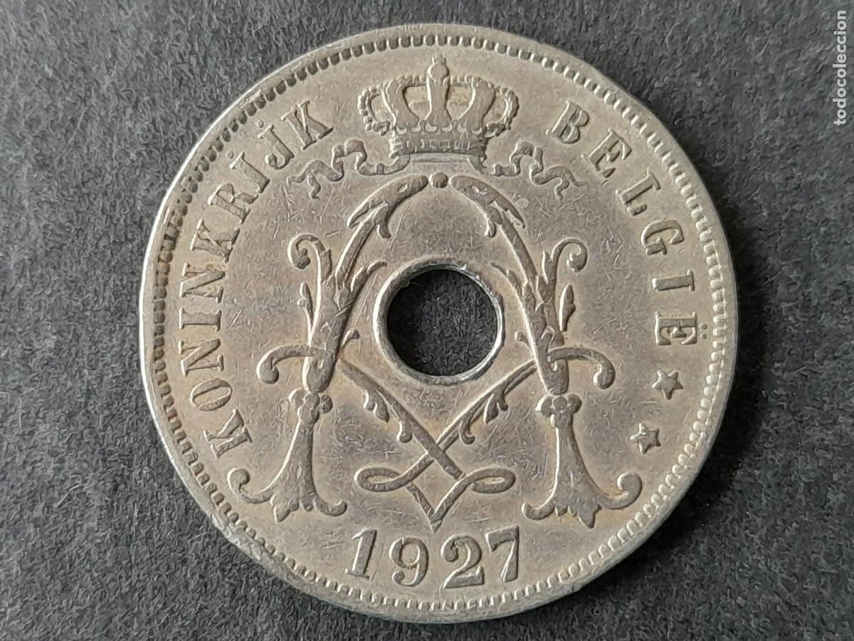Moedas antigas da Europa: Moneda Belgica 25 centimos 1927 &rdquo;Belgie&rdquo; KM-69 periodo Rey Alberto I, calidad EBC