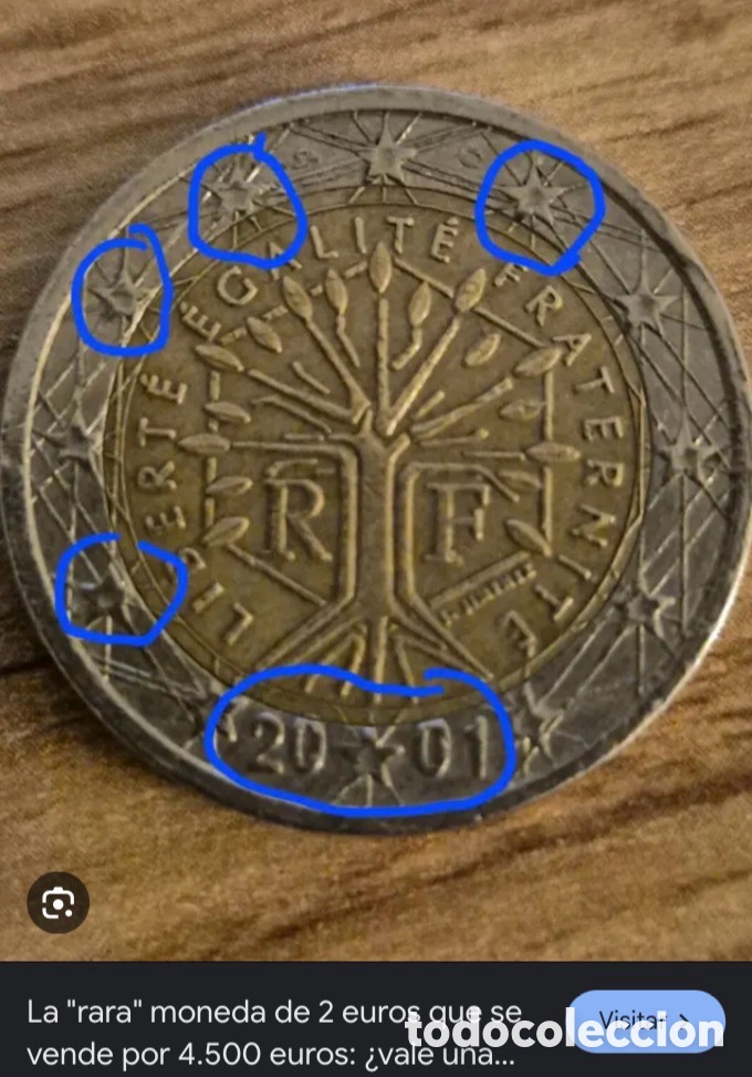 Monedas antiguas de Europa: Moneda 2&euro; Francia 2001 con defectos de impresi&oacute;n - Foto 4