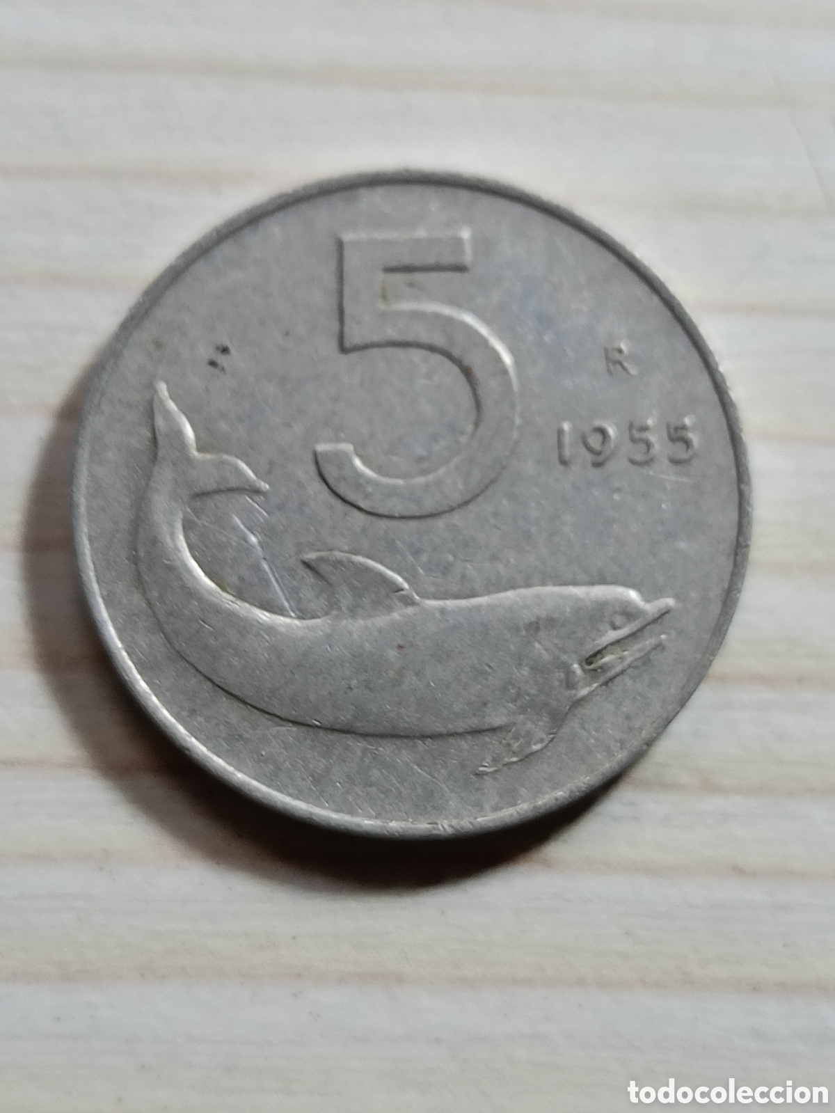 Old Coins of Europe: Moneda ITALIA. 5 C&Eacute;NTIMOS DE 1955 aluminio
