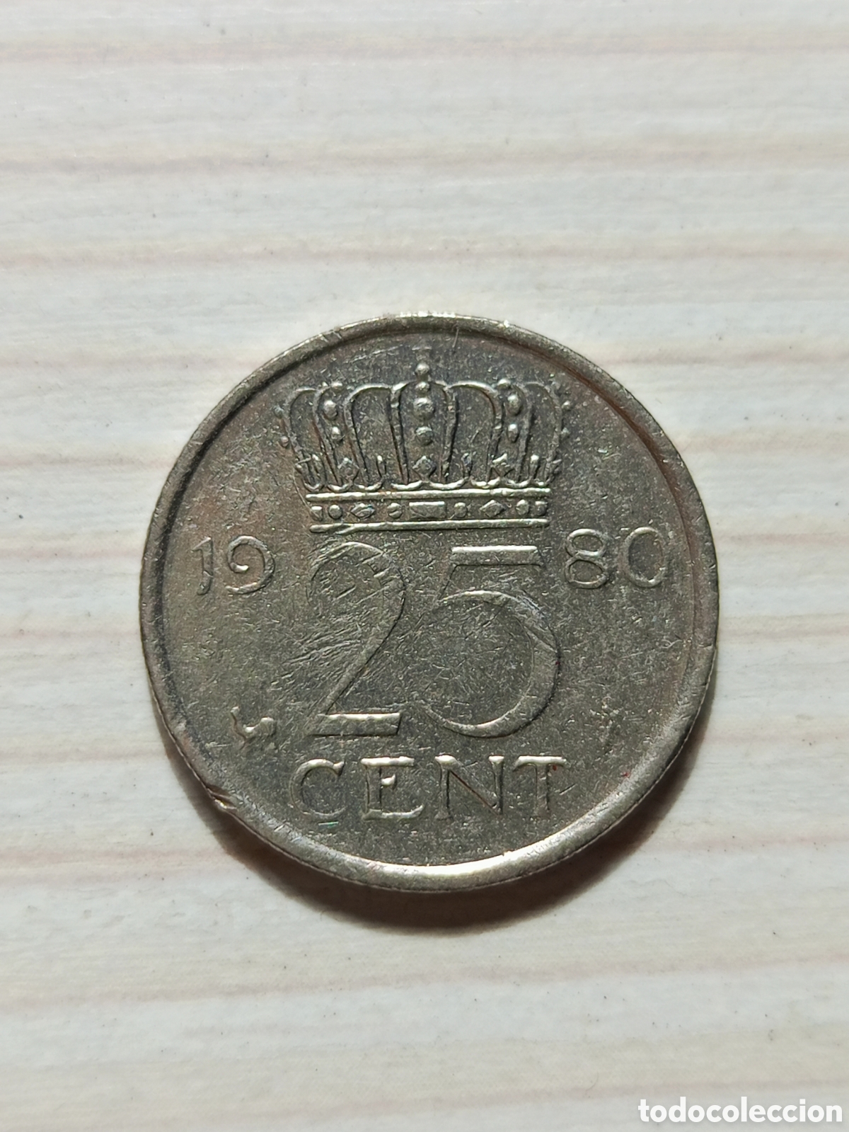 Monedas antiguas de Europa: Moneda 25 cent Holanda 1980 - Foto 1