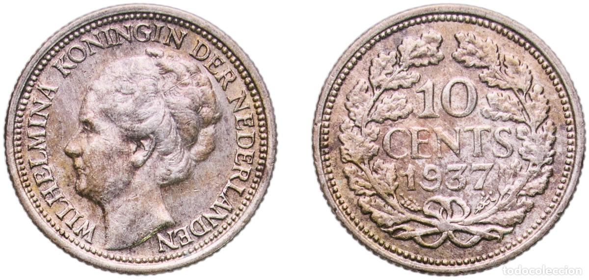 Alte M&uuml;nzen aus Europa: Netherlands 1937 10 Cents - Wilhelmina Silver (.640) Utrecht Mint (18600000) 1.39g XF KM 163 Sch&ouml;n