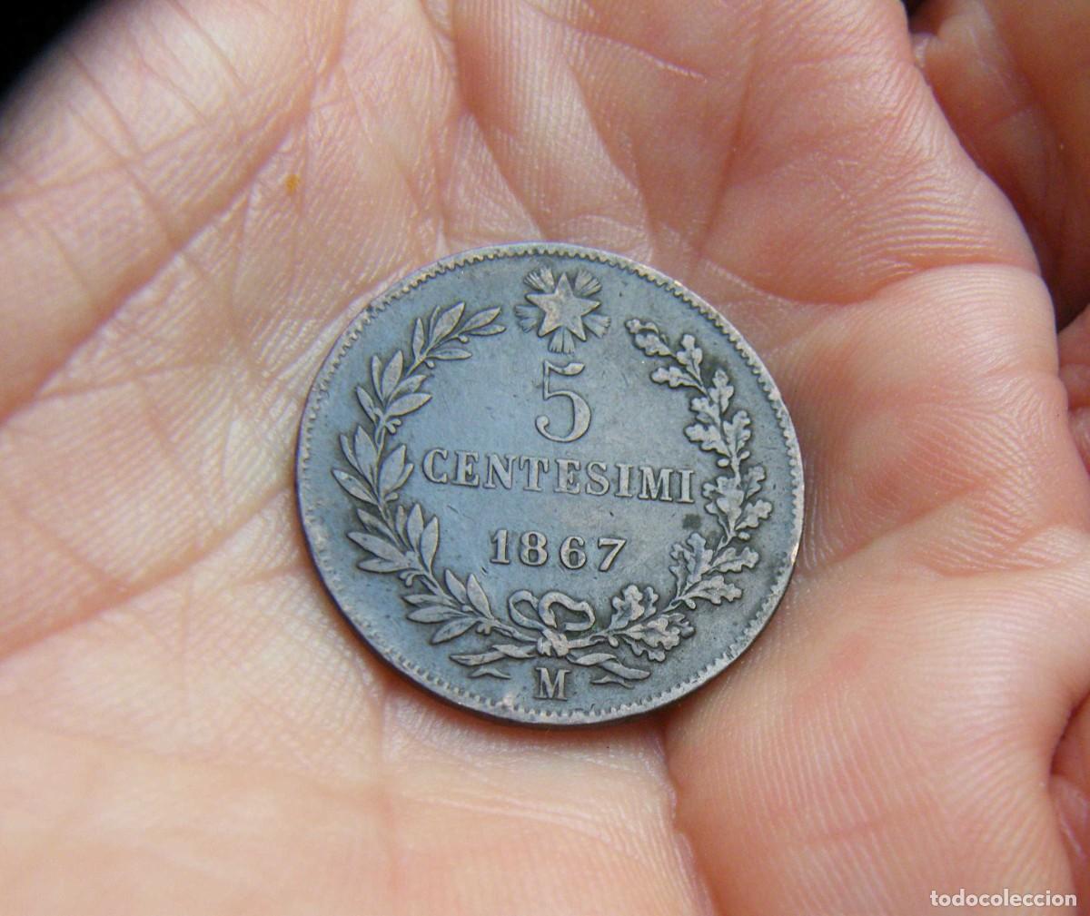 Alte M&uuml;nzen aus Europa: ITALIA MONEDA 5 CENTESIMOS 1867 M COBRE