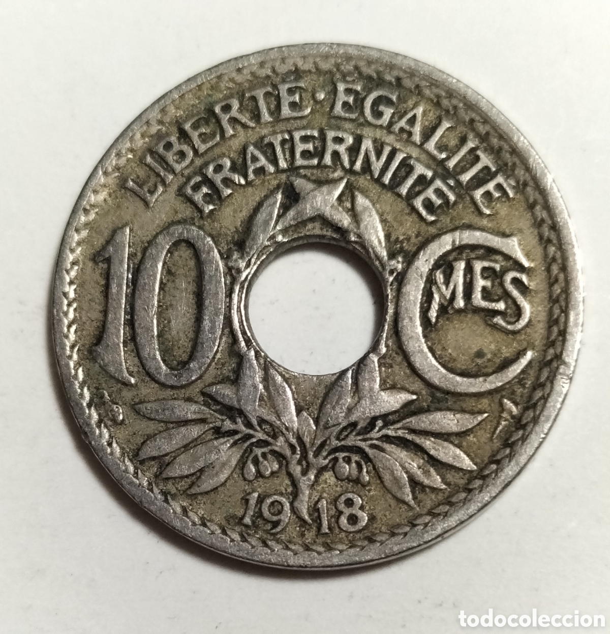 Monedas antiguas de Europa: Moneda 10 c&eacute;ntimos 1918 tercera rep&uacute;blica Francia