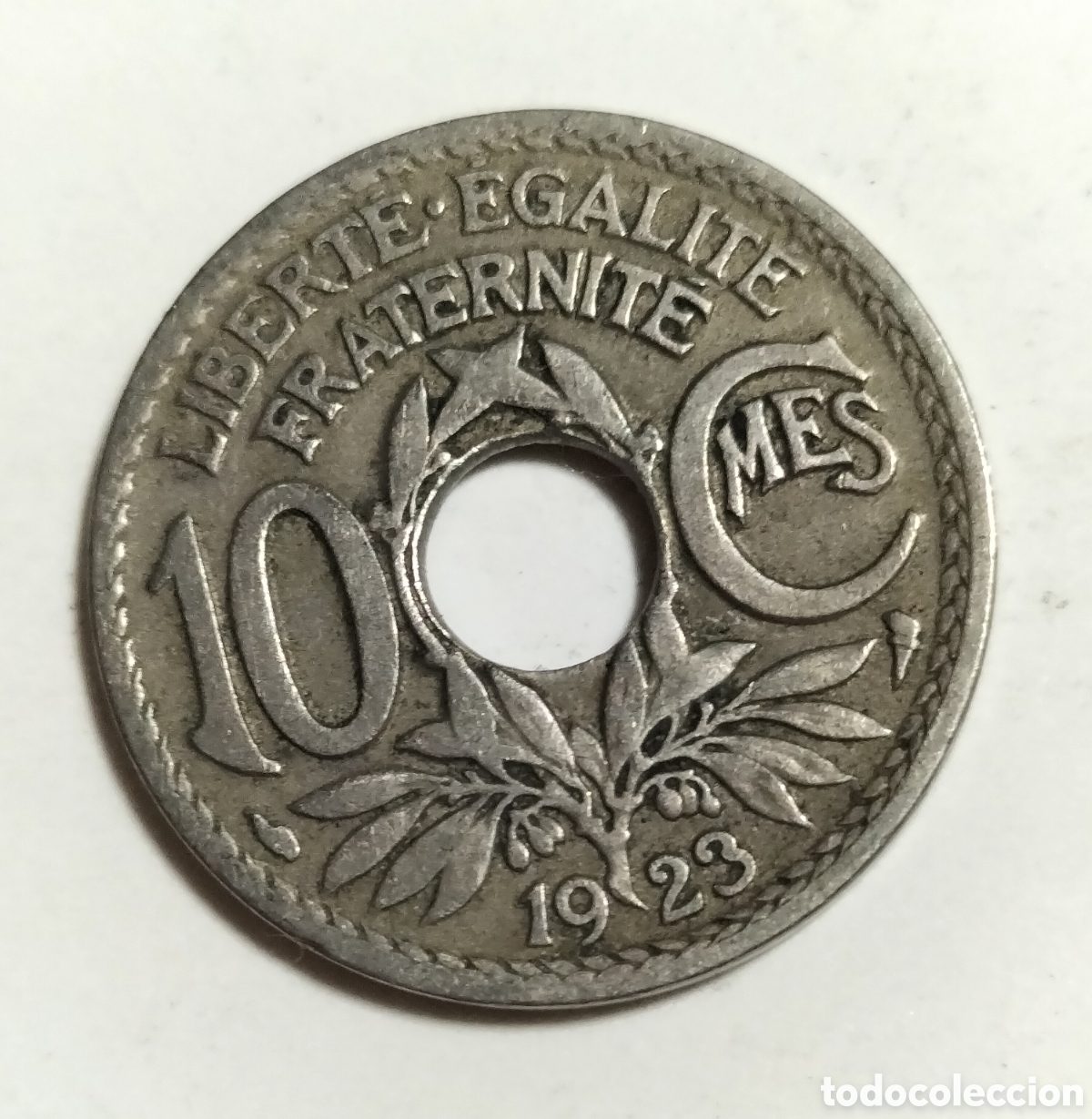 Monedas antiguas de Europa: Moneda 10 c&eacute;ntimos 1923 cornucopia, tercera rep&uacute;blica Francia