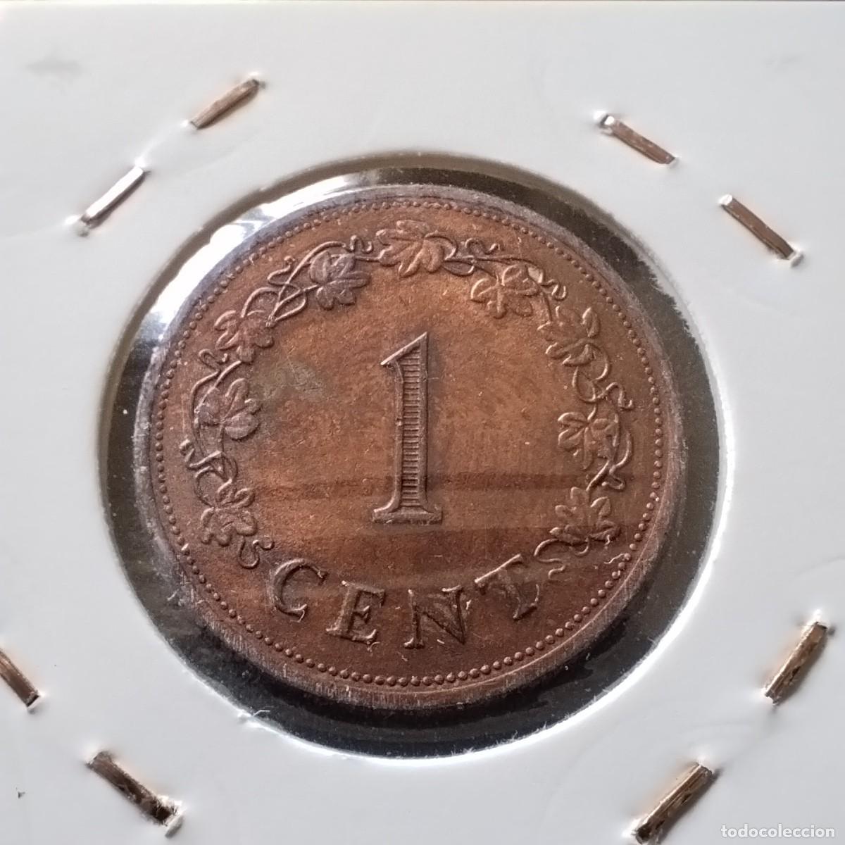 Monedas antiguas de Europa: Moneda 1 cent, Malta 1977 - Foto 2