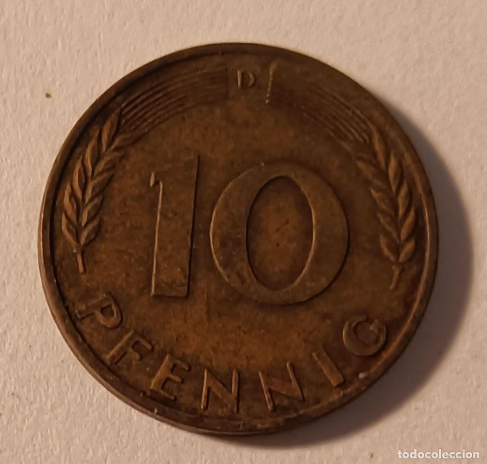 Monedas antiguas de Europa: Moneda 10 Pfennig - A&ntilde;o 1959 - Foto 1