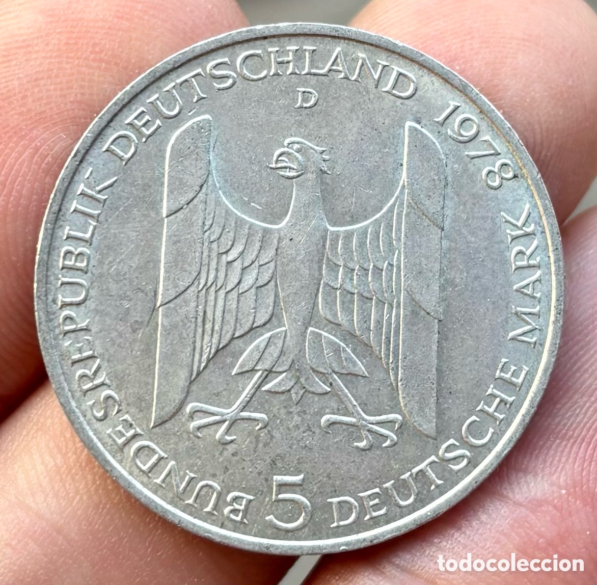 Monedas antiguas de Europa: Moneda PLATA ALEMANIA 5 Marcos 1978-D. Mark
