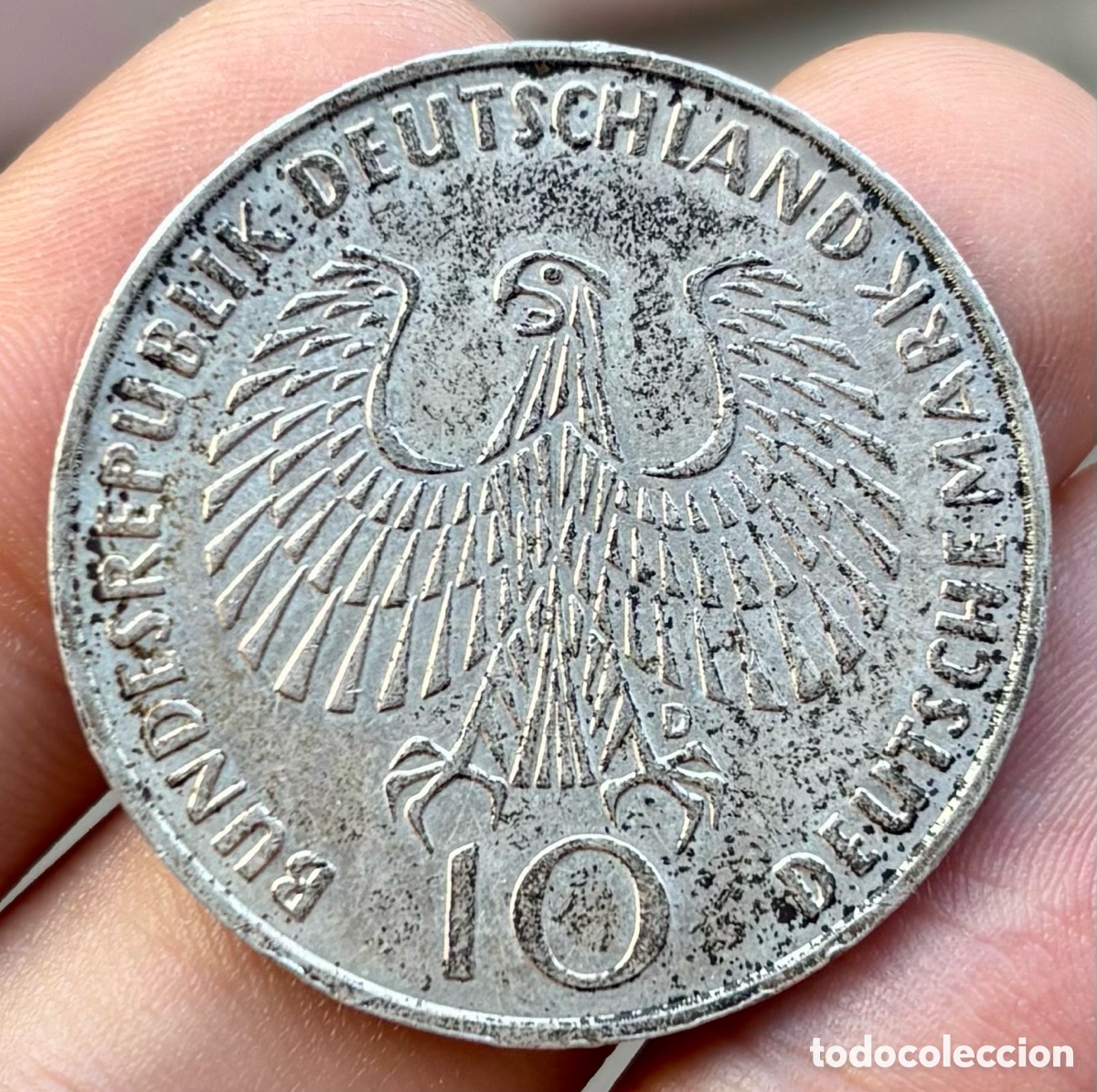 Alte M&uuml;nzen aus Europa: Moneda PLATA ALEMANIA 10 Marcos 1972-D. Mark