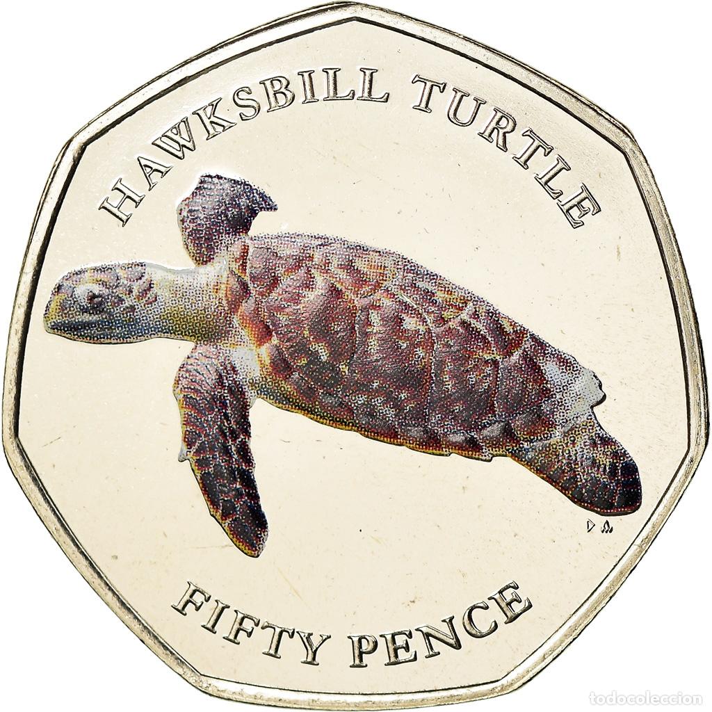 Old Coins of Europe: [#785649] Moneda, British Indian Ocean, 50 Pence, 2019, Tortues - Tortue imbriqu&eacute;e, FDC