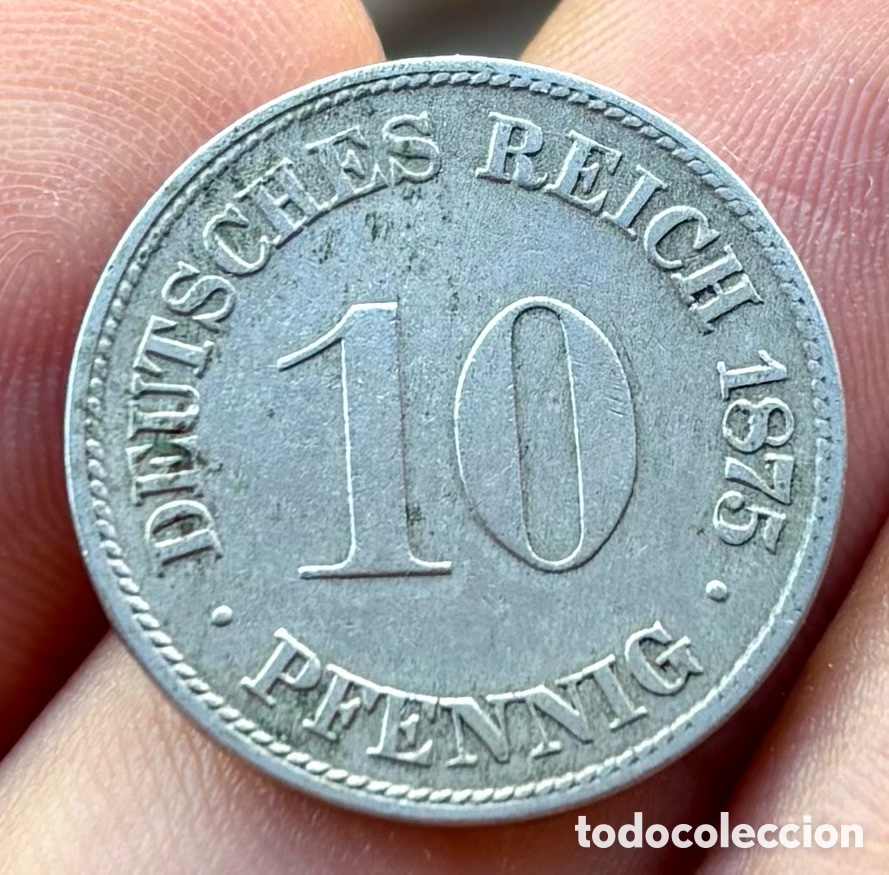 Alte M&uuml;nzen aus Europa: Moneda ALEMANIA 10 Pfennig 1875-C. Peniques
