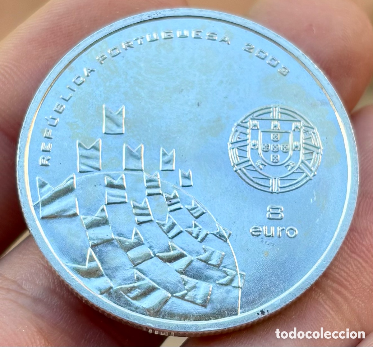 Alte M&uuml;nzen aus Europa: Moneda PLATA PORTUGAL 8 Euros 2003 . &euro; Euro 2004