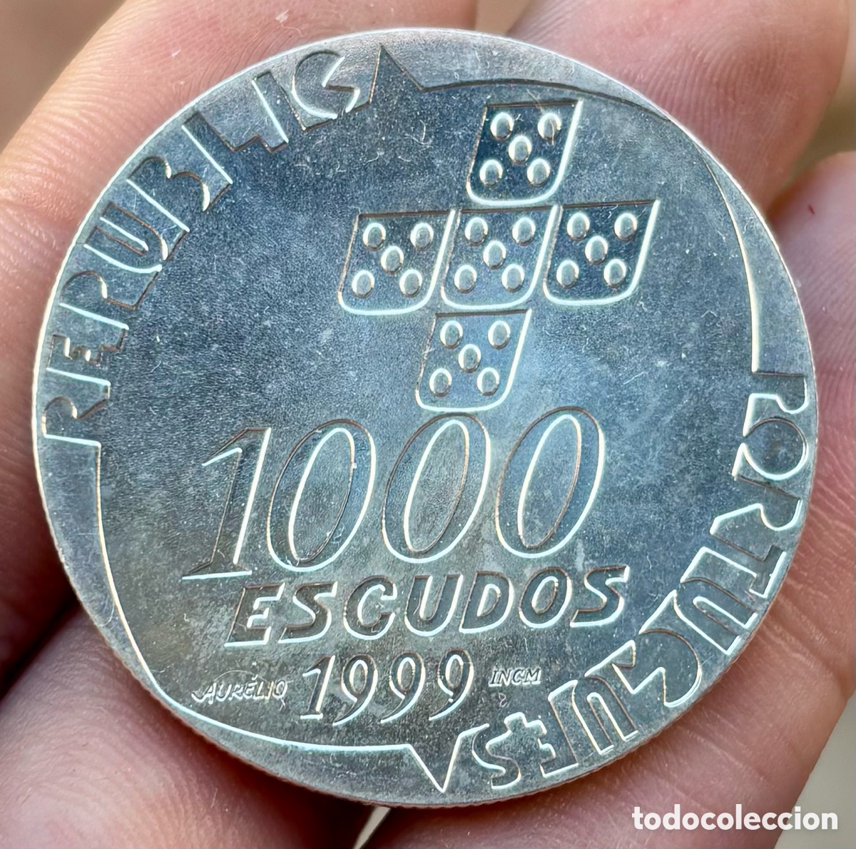 Old Coins of Europe: Moneda PLATA PORTUGAL 1000 Escudos 1999. 25 Abril