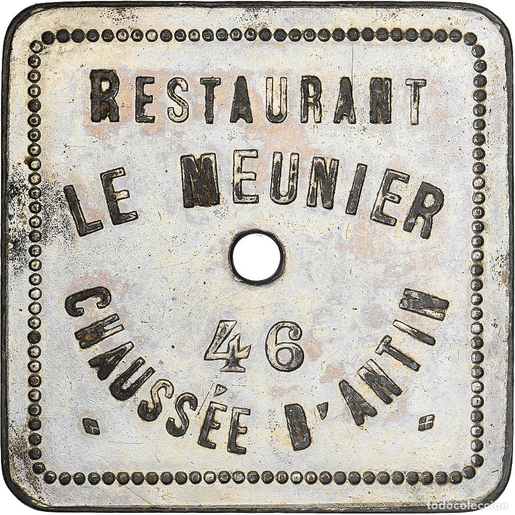 Monedas antiguas de Europa: [#1525889] Francia, Restaurant Le Meunier, 5 Francs, MBC, M&eacute;tal