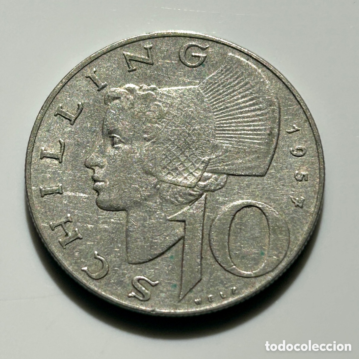 Monedas antiguas de Europa: Austria. 10 chelines 1957 - Foto 4