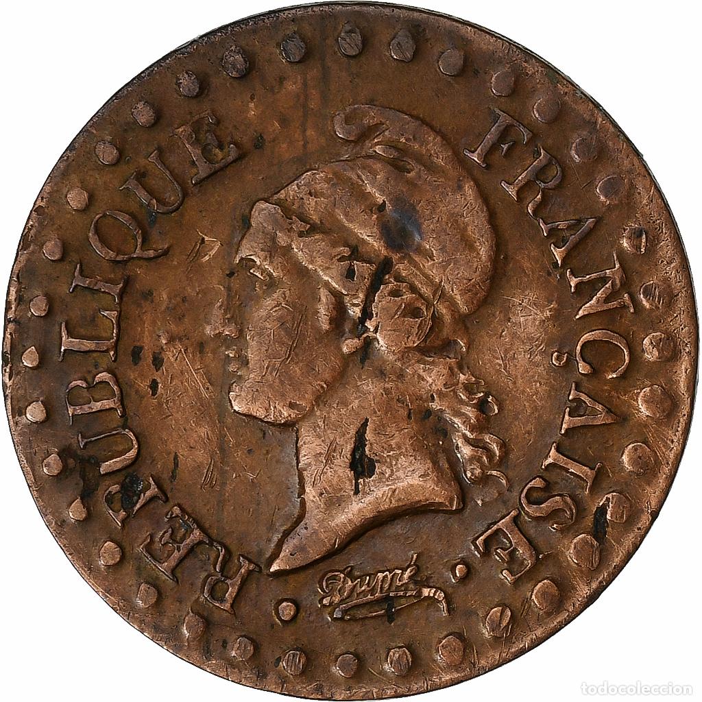 Alte M&uuml;nzen aus Europa: [#1276288] Francia, 1 Centime, Dupr&eacute;, AN 6, Paris, Cobre, BC+, Gadoury:76
