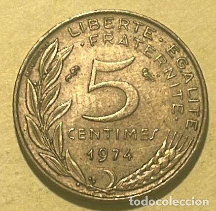 Monedas antiguas de Europa: FRANCIA 5 CENTIMOS 1974 - Foto 2