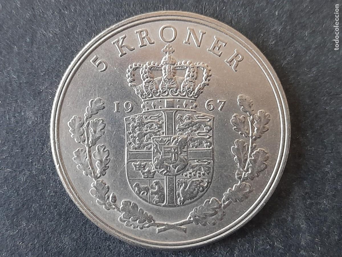 Monedas antiguas de Europa: Moneda Reino de Dinamarca 5 Coronas 1967 KM 853 EBC+ periodo rey Federico IX