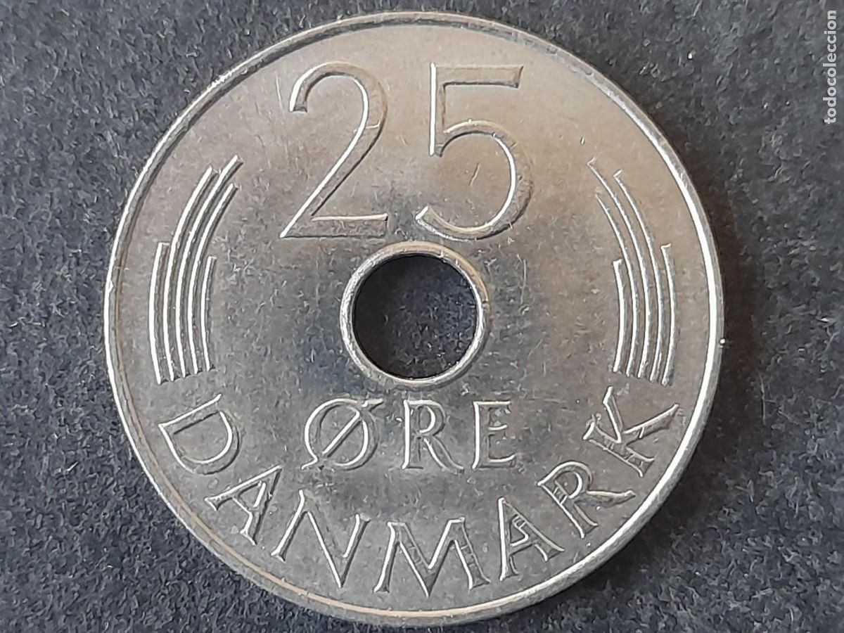 Alte M&uuml;nzen aus Europa: Moneda Reino de Dinamarca 25 Ore 1978 KM 861 EBC+ periodo reina Margarita II