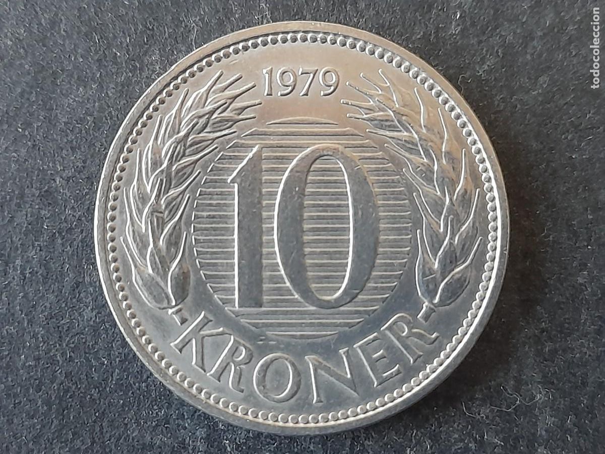 Monedas antiguas de Europa: Moneda Reino de Dinamarca 10 Coronas 1979 KM 864 SC periodo reina Margarita II
