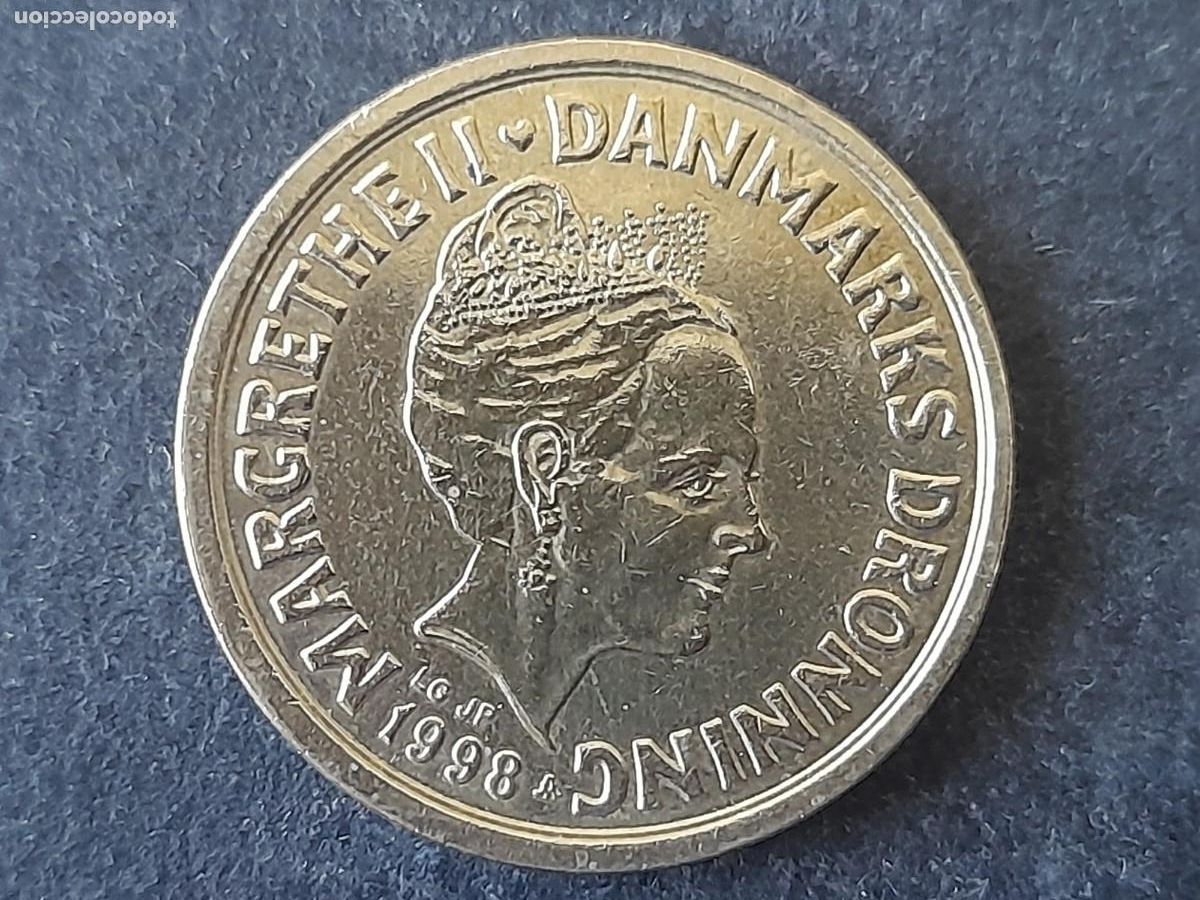 Alte M&uuml;nzen aus Europa: Moneda Reino de Dinamarca 10 Coronas 1998 KM 877 EBC+ periodo reina Margarita II