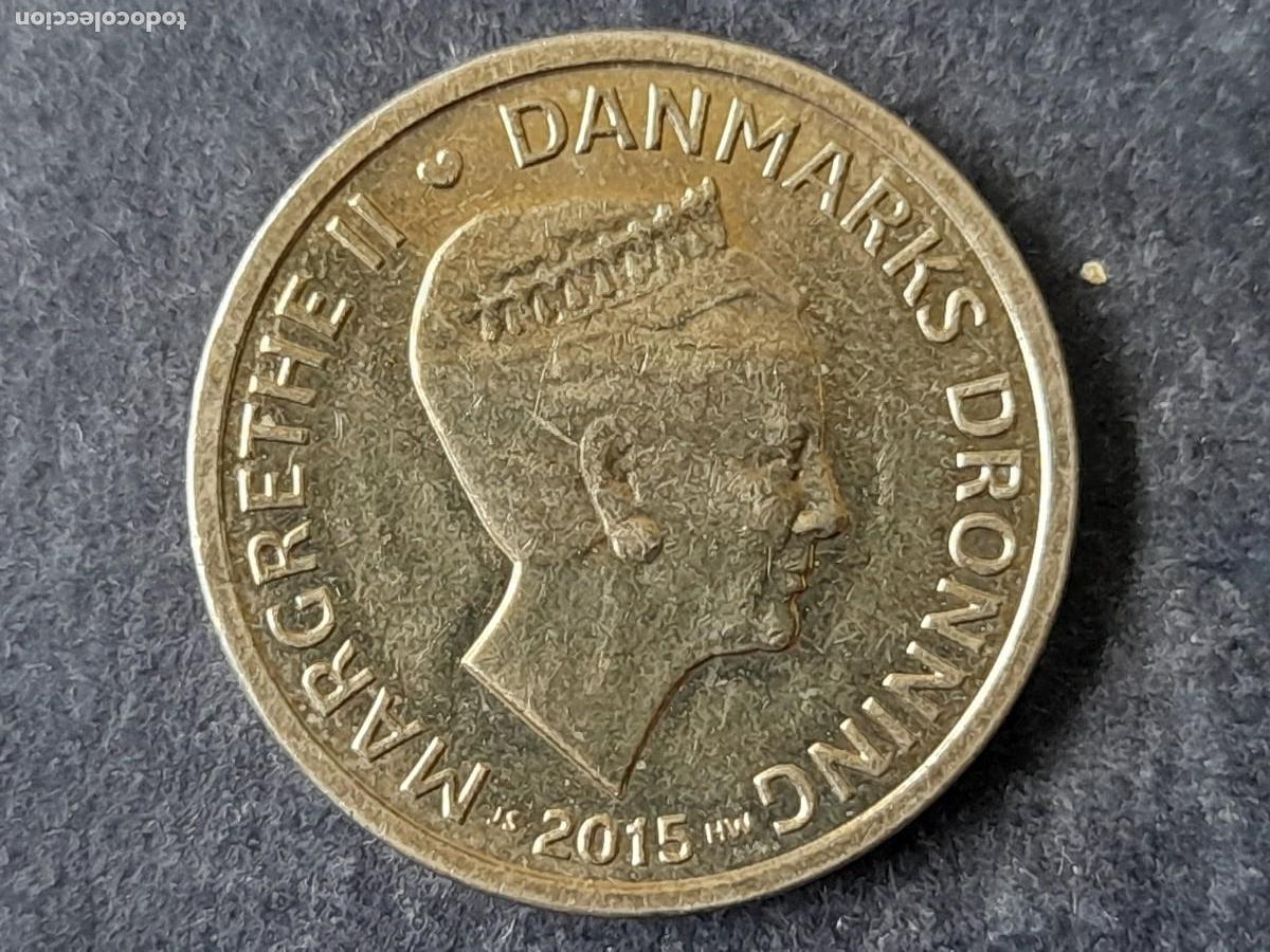 Alte M&uuml;nzen aus Europa: Moneda Reino de Dinamarca 10 Coronas 2015 KM 954 EBC periodo reina Margarita II