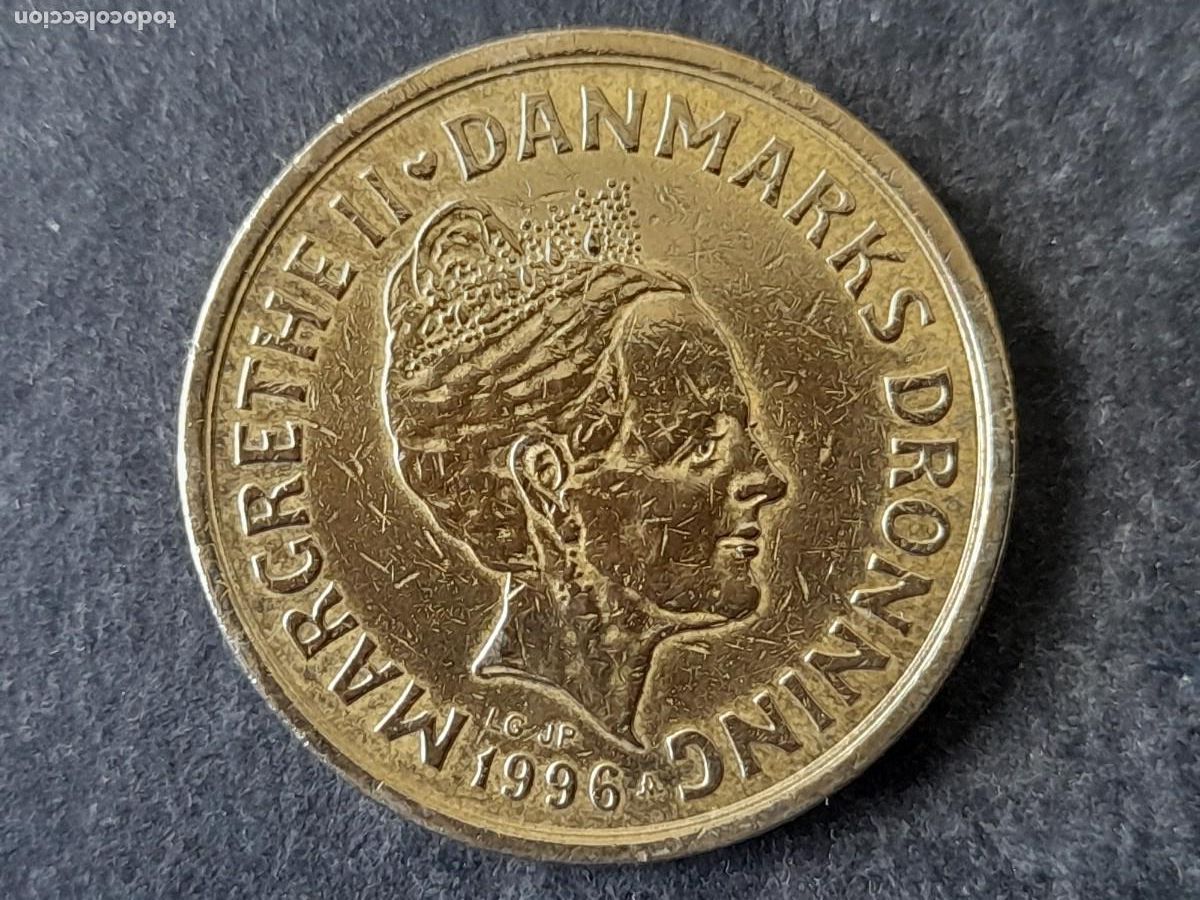 Alte M&uuml;nzen aus Europa: Moneda Reino de Dinamarca 20 Coronas 1996 KM 878 MBC+ periodo reina Margarita II