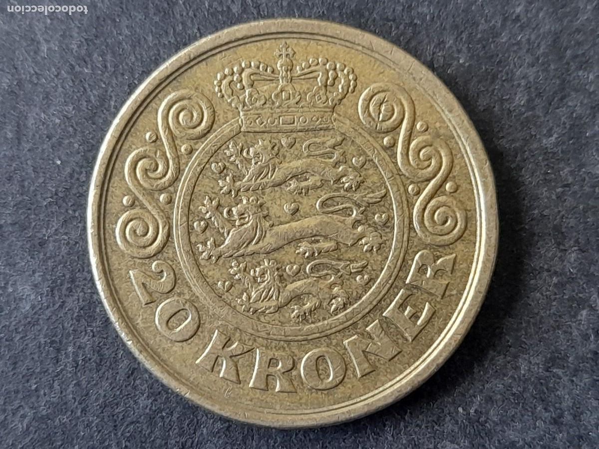 Monedas antiguas de Europa: Moneda Reino de Dinamarca 20 Coronas 2001 KM 871 MBC periodo reina Margarita II