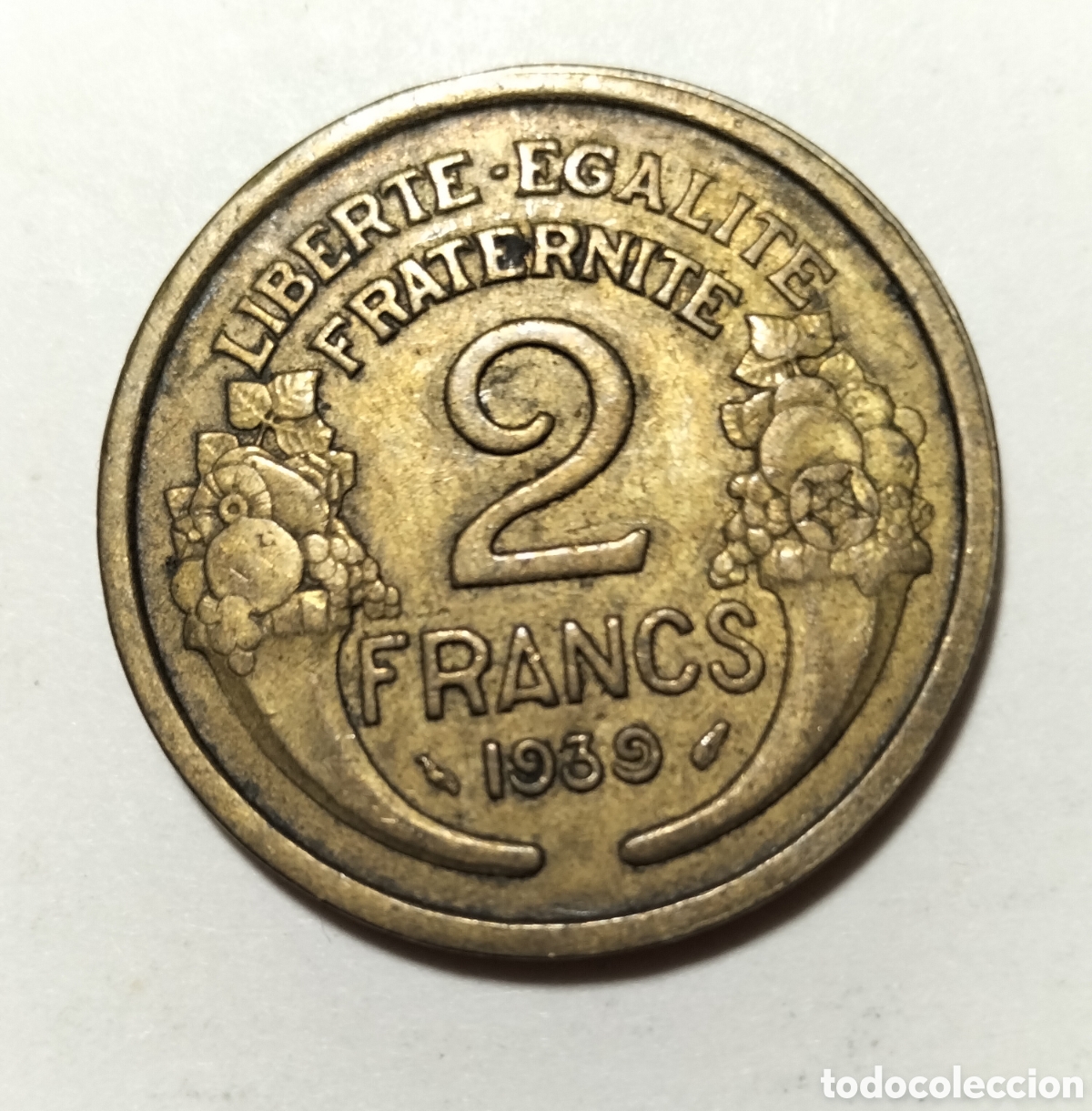 Monedas antiguas de Europa: Moneda 2 Francos 1939 Tercera Rep&uacute;blica Francia.