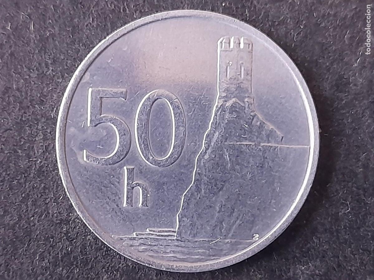 Alte M&uuml;nzen aus Europa: Moneda Republica Eslovaka, Eslovquia 50 Halierov 1993 Castillo de Dev&iacute;n KM 15 calidad EBC