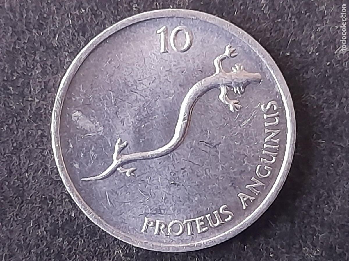 Alte M&uuml;nzen aus Europa: Moneda Republica Eslovena, Esvenia 10 stotinov 1993 &rdquo;PROTEUS ANGUINUS&rdquo; Salamandra KM 7 calidad EBC