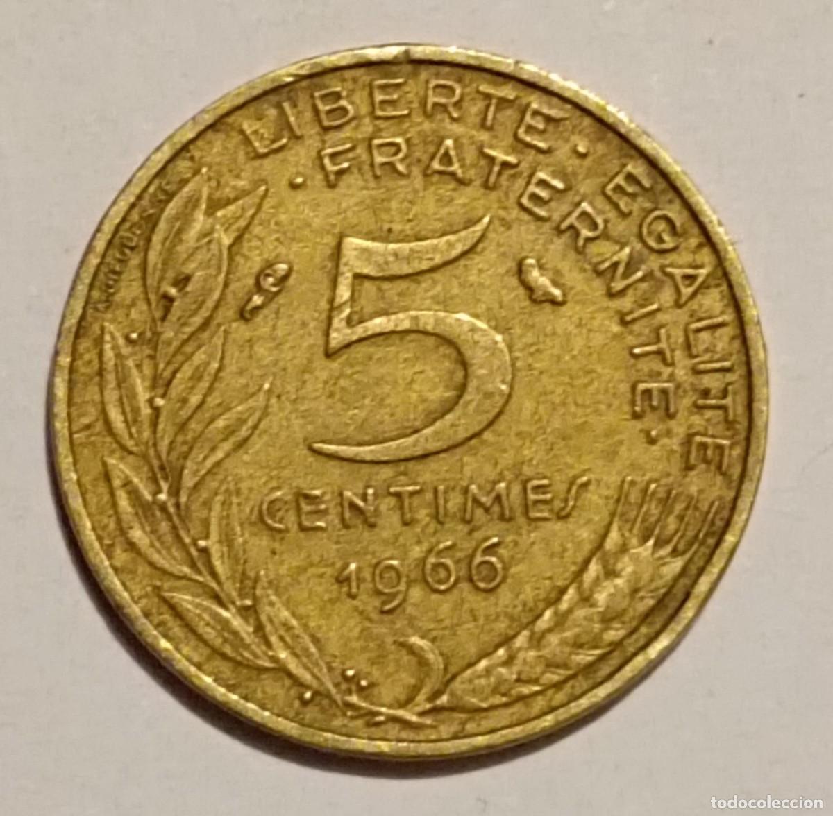 Monedas antiguas de Europa: Moneda de Francia 5 c&eacute;ntimos de 1966 - Foto 1