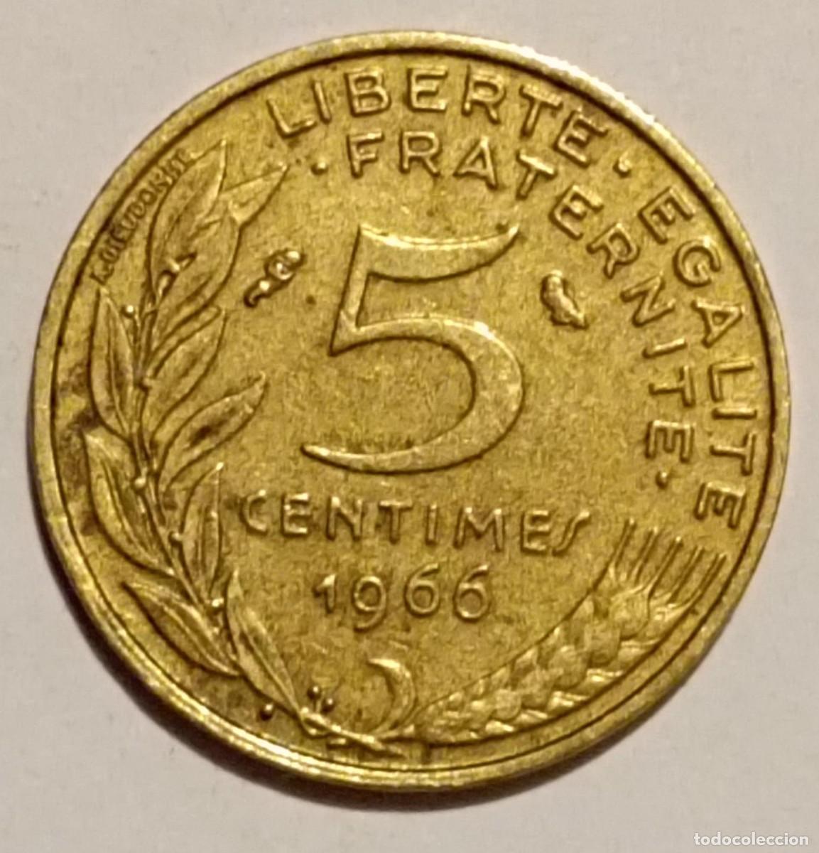 Monedas antiguas de Europa: Moneda de Francia 5 c&eacute;ntimos de 1966 -B - Foto 1