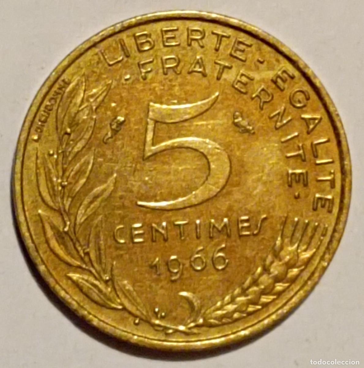 Monedas antiguas de Europa: Moneda de Francia 5 c&eacute;ntimos de 1966 -E - Foto 1