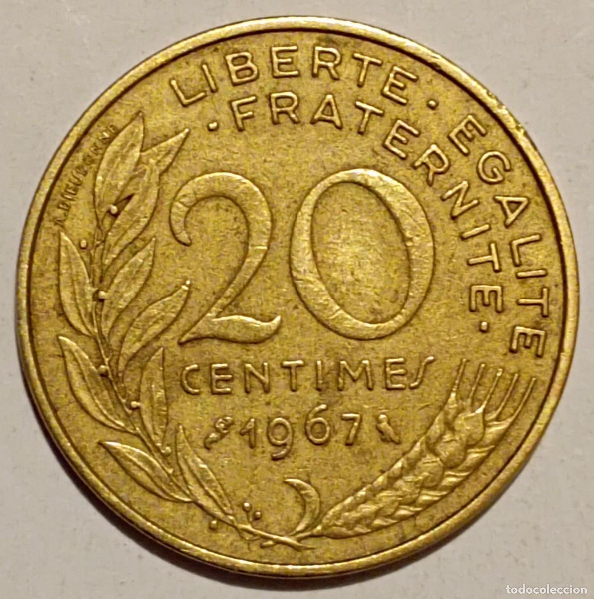 Monedas antiguas de Europa: Moneda de Francia 20 c&eacute;ntimos de 1967 - Foto 1