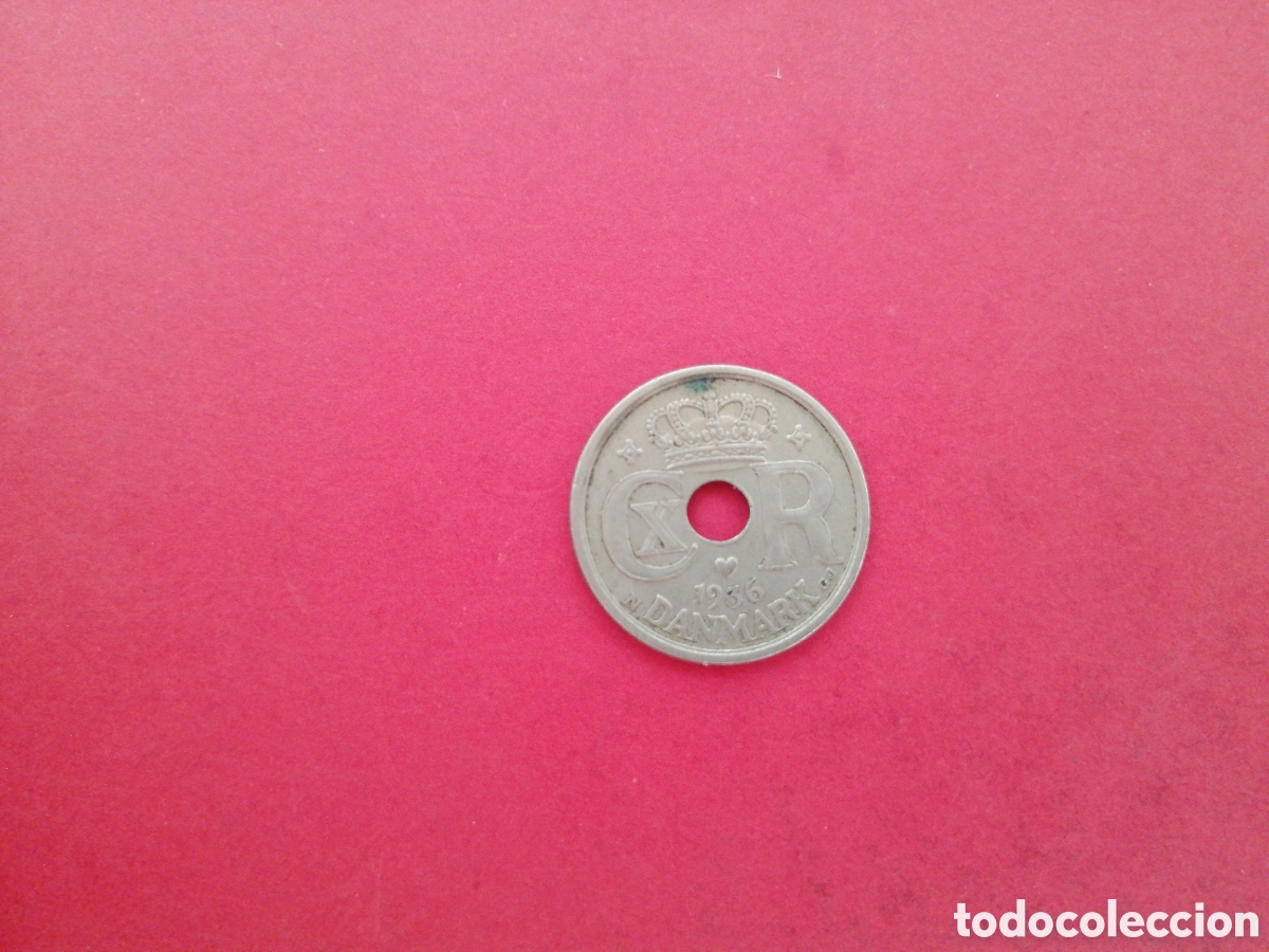 Monedas antiguas de Europa: 25 ore de Dinamarca 1936 - Foto 1