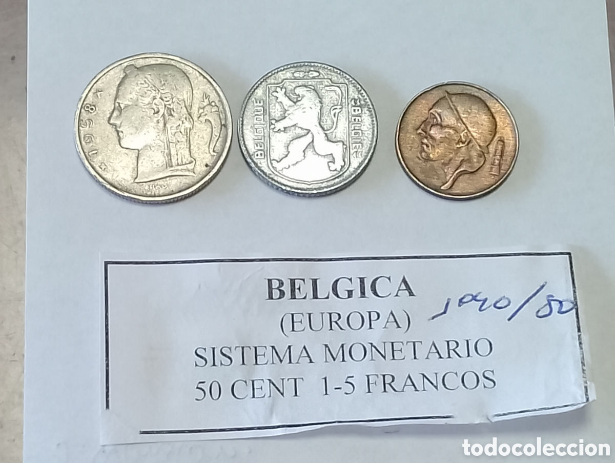 Monedas antiguas de Europa: Lote de francos de B&eacute;lgica antiguos