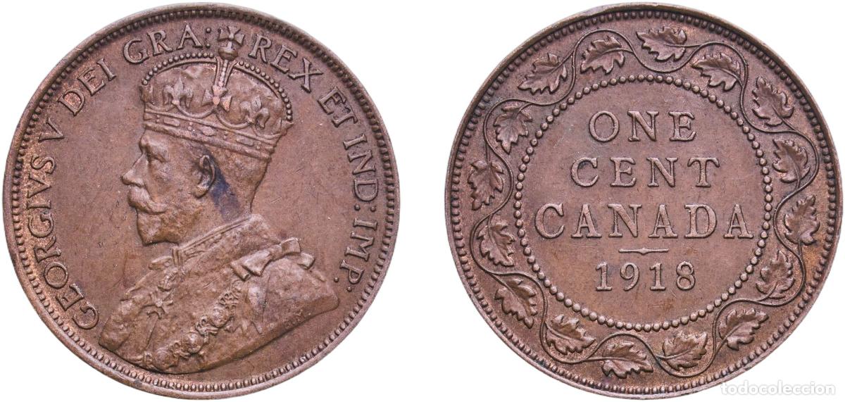 Alte M&uuml;nzen aus Europa: Canada British colony 1918 1 Cent - George V (with &rdquo;DEI GRA&rdquo;) Bronze (Cu 95%, Sn 4%, Zn 1%) Ottawa