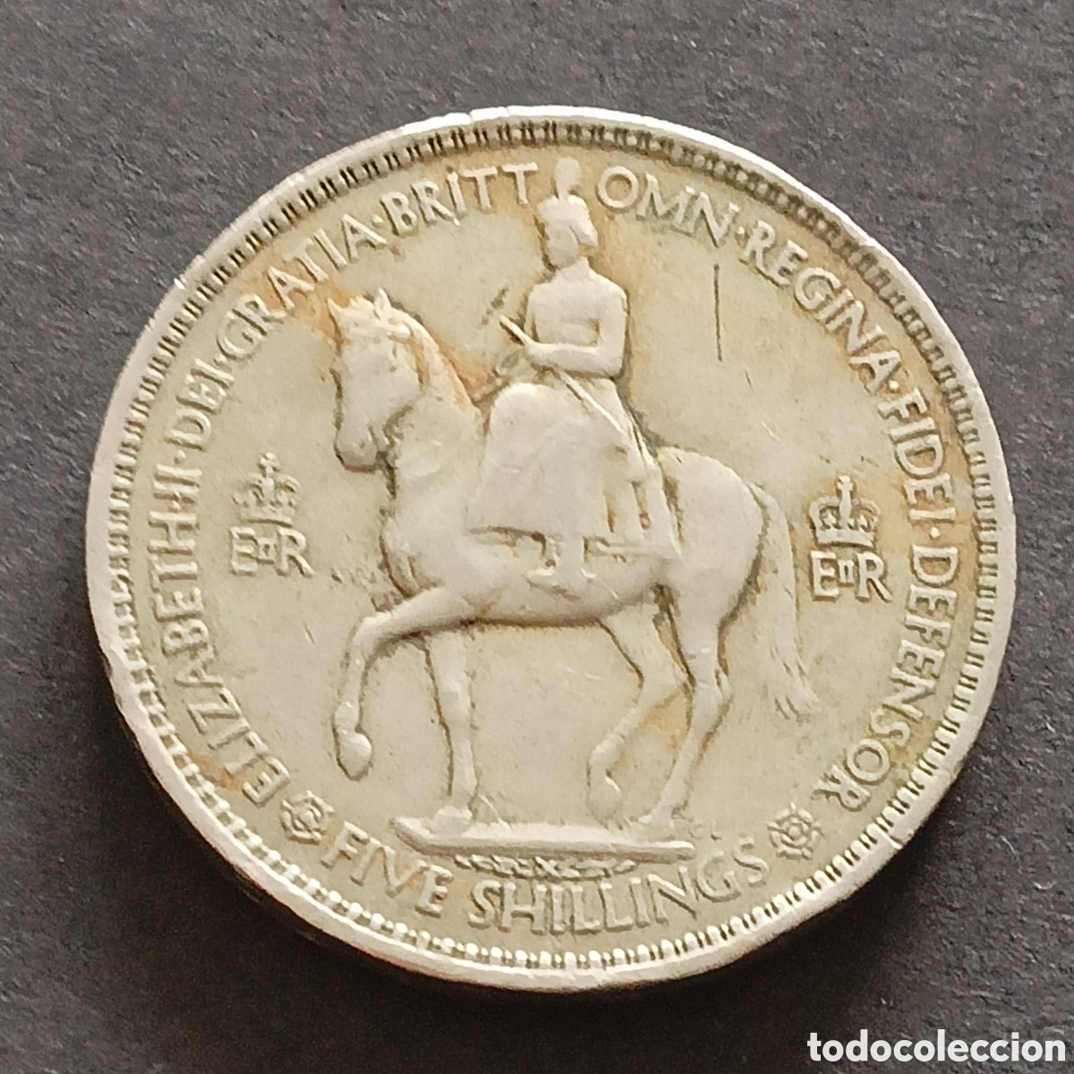Monedas antiguas de Europa: Reino Unido. 5 Chelines 1953. Coronaci&oacute;n.