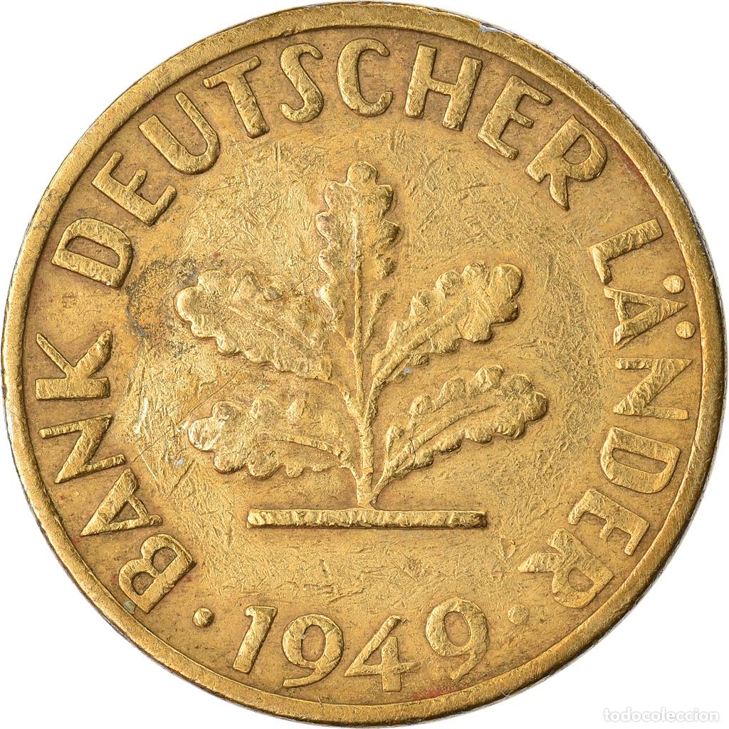 Old Coins of Europe: [#742774] Moneda, ALEMANIA - REP&Uacute;BLICA FEDERAL, 5 Pfennig, 1949, Hambourg, MBC, Lat&oacute;n