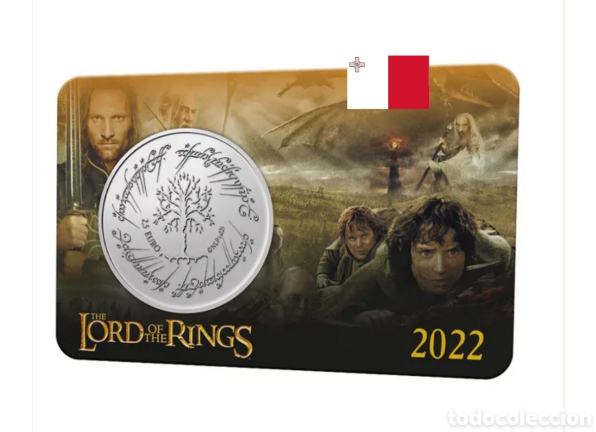 Monedas antiguas de Europa: Moneda 2 euros y medio de El Se&ntilde;or de los anillos -Malta 2022- coincard