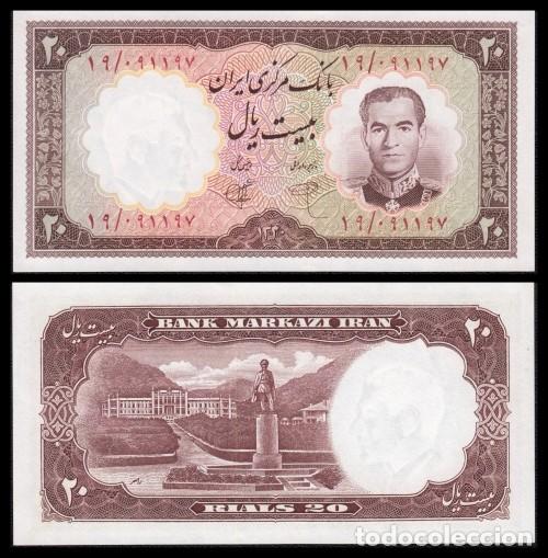 Moedas antigas da Europa: Ir&aacute;n 20 Rials 1961 Pick 72 SC