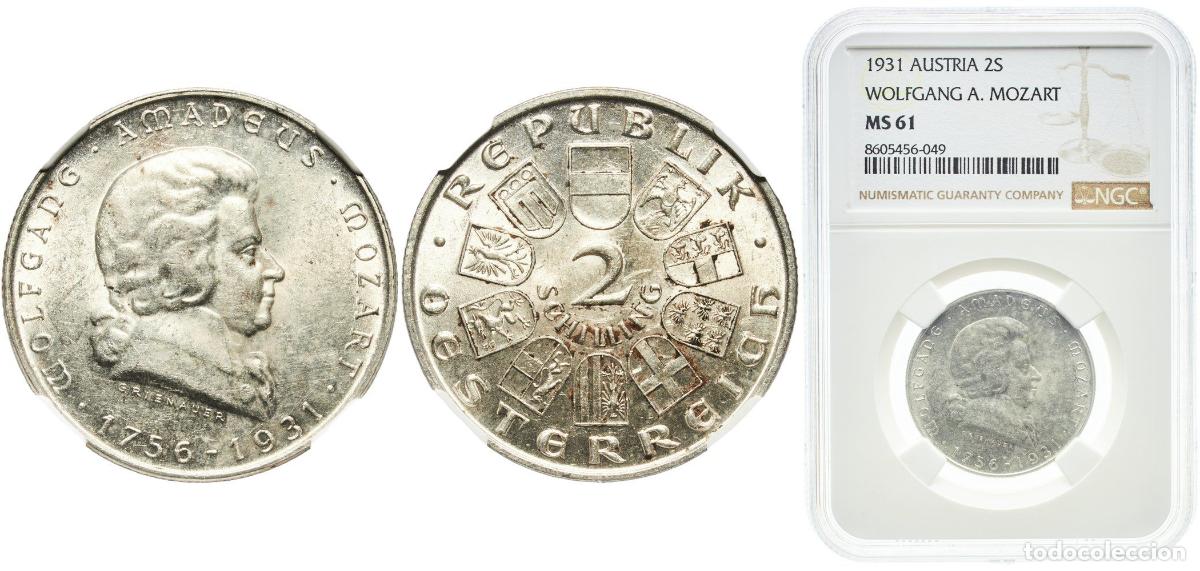 Alte M&uuml;nzen aus Europa: Austria First Republic 1931 2 Schilling (Wolfgang Amadeus Mozart) Silver (.640) Vienna Mint (500000