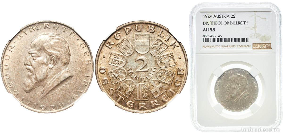 Monete antiche di Europa: Austria First Republic 1929 2 Schillings (Theodor Billroth) Silver (.640) Vienna Mint (2000000) 12g