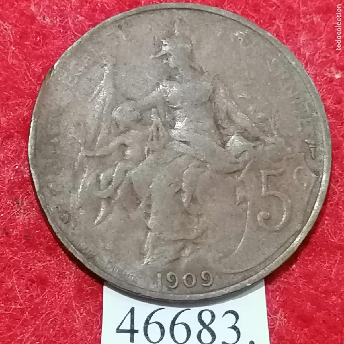 Monedas antiguas de Europa: Francia 5 c&eacute;ntimos 1909 - Foto 2